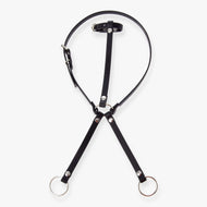 Hobby Horse Martingale black by LarDen in black leatherette with silver-coloured buckles and rings