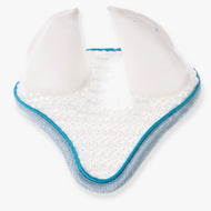 The Hobby Horse LarDen Ear Bonnet Glitter Cuties features two pointed, soft horns and blue trim—perfect for playful style or fly protection on your hobby horse. Photographed on a white background, it resembles fun animal ears.