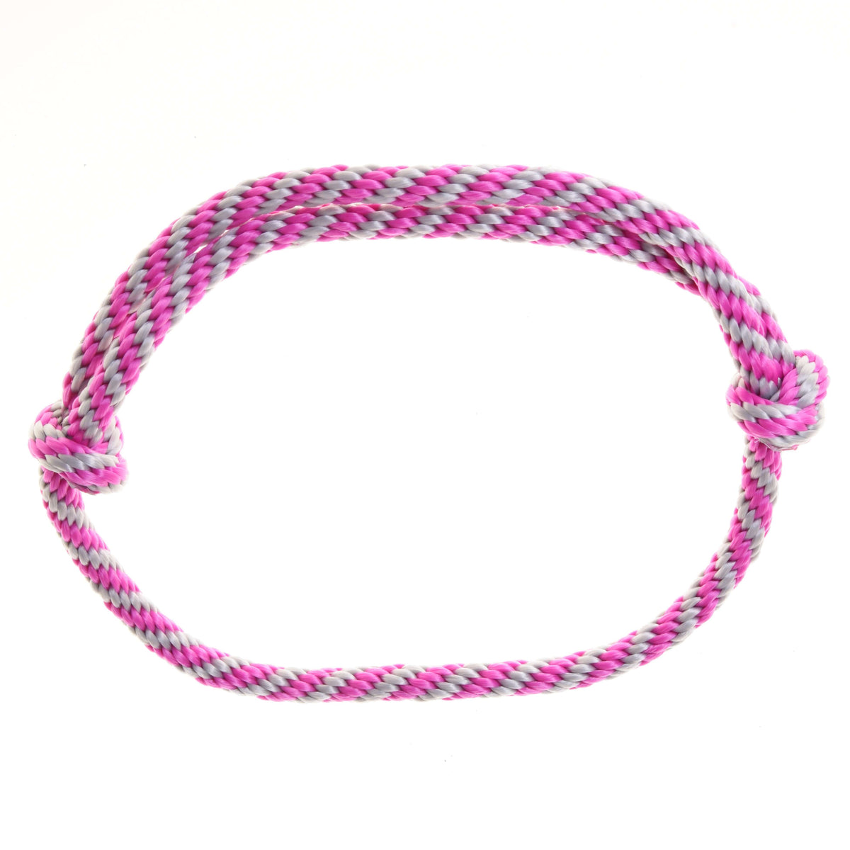 The Hobby Horse LarDen Set Start Pink includes a halter, cordeo, lead rope, and oval reins in pink, white, and purple—perfect as hobby horse accessories or for use as reins. Displayed on a white background.