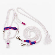 Hobby Horse Rope set White by LarDen with white braided rope halter, lead and pink-blue wrapped details