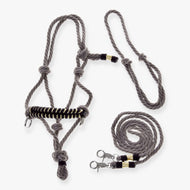 Hobby Horse Rope set Splendid by LarDen, brown paracord rope halter and lead with black and gold accents