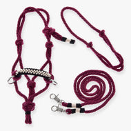 Hobby Horse Rope set Burgundy by LarDen with burgundy paracord halter, braided noseband and matching lead