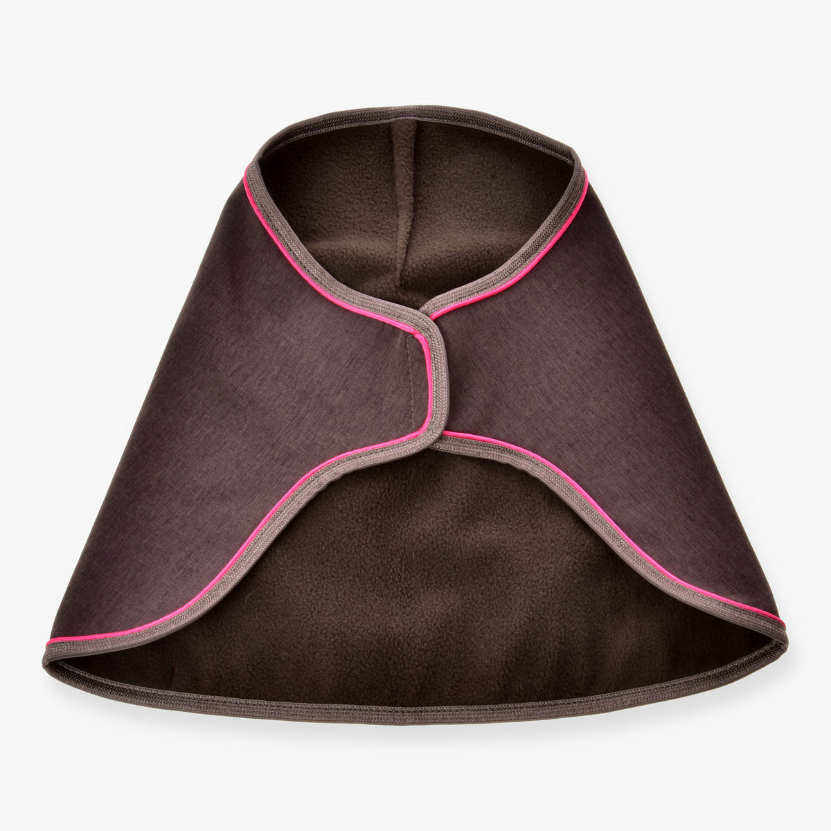 Hobby Horse Blanket Rosewood by LarDen, brown blanket with bright pink piping and soft lining
