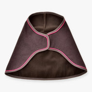 Hobby Horse Blanket Rosewood by LarDen, brown blanket with bright pink piping and soft lining