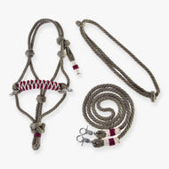 Hobby Horse Rope set Eleganza by LarDen with beige rope halter, red accents and matching leads