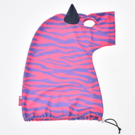 Hobby Horse protective suit Fancy in pink and purple lycra with eye opening and adjustable lower edge