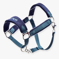 The Fur Halter LarDen Blue by Hobby Horse LarDen features metal rings, padded comfort sections, adjustable straps, and durable clasps for hobby horses.