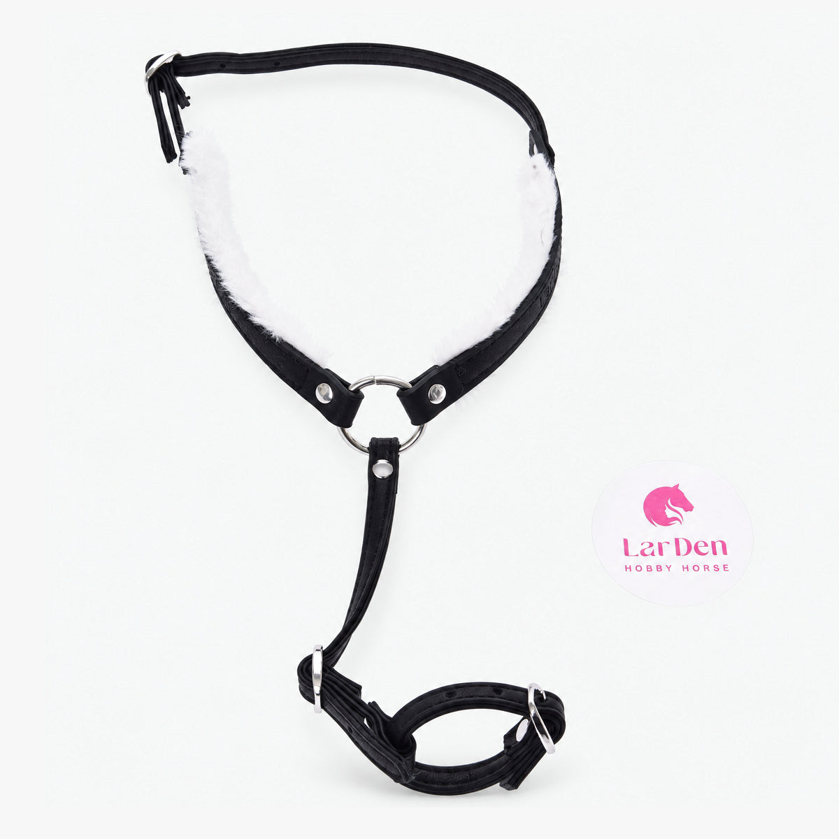 Hobby Horse Breastgirth with fur Espresso by LarDen in black leatherette with white fur trim