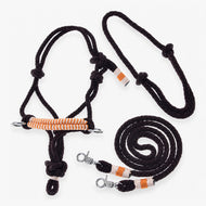 Hobby Horse Rope set Orange by LarDen with brown rope halter, orange and white wraps, and matching lead