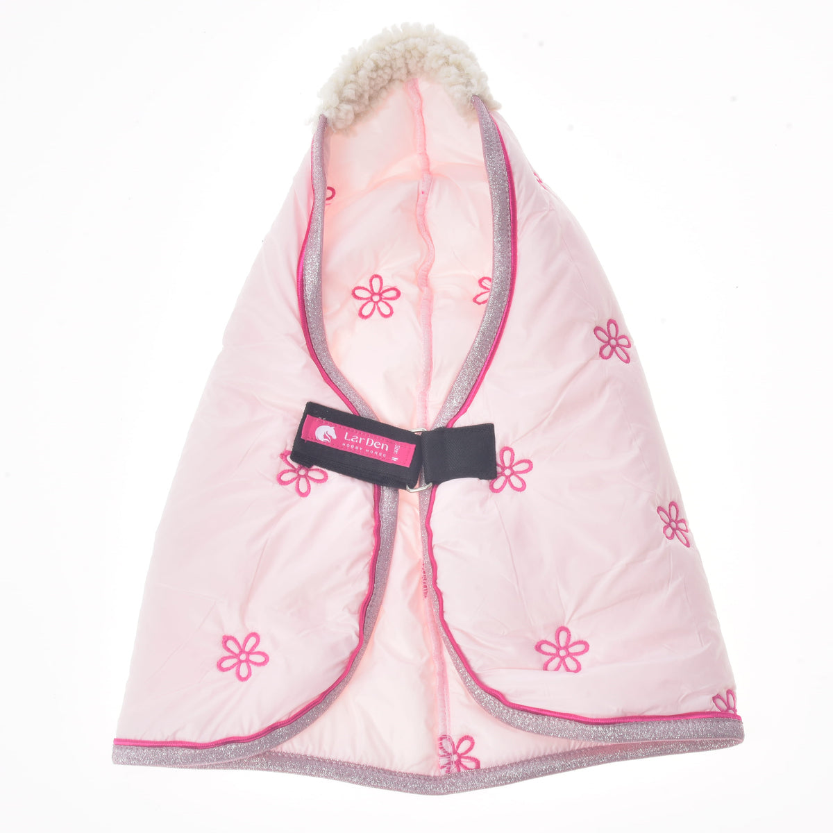 Hobby Horse Stable Blanket Rosy in pink with embroidered flowers, glitter trim and LarDen label