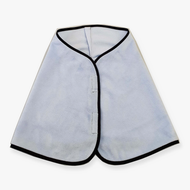 The Blanket Aqua by Hobby Horse LarDen is a light blue, cape-shaped horse blanket with black trim and front closure, shown flat on a white background.