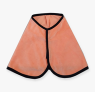 The Blanket Peach by Hobby Horse LarDen is a triangular orange cloth blanket featuring black trim on the edges and a front Velcro closure.