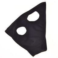 The Horse Mask without ears Flamingo by Hobby Horse LarDen is a black PES fabric mask with two large eye holes, designed to cover the lower face while leaving the eyes exposed, shown against a white background.