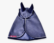 Hobby Horse Raincoat Jeans by LarDen in blue with ear covers, navy trim and white piping