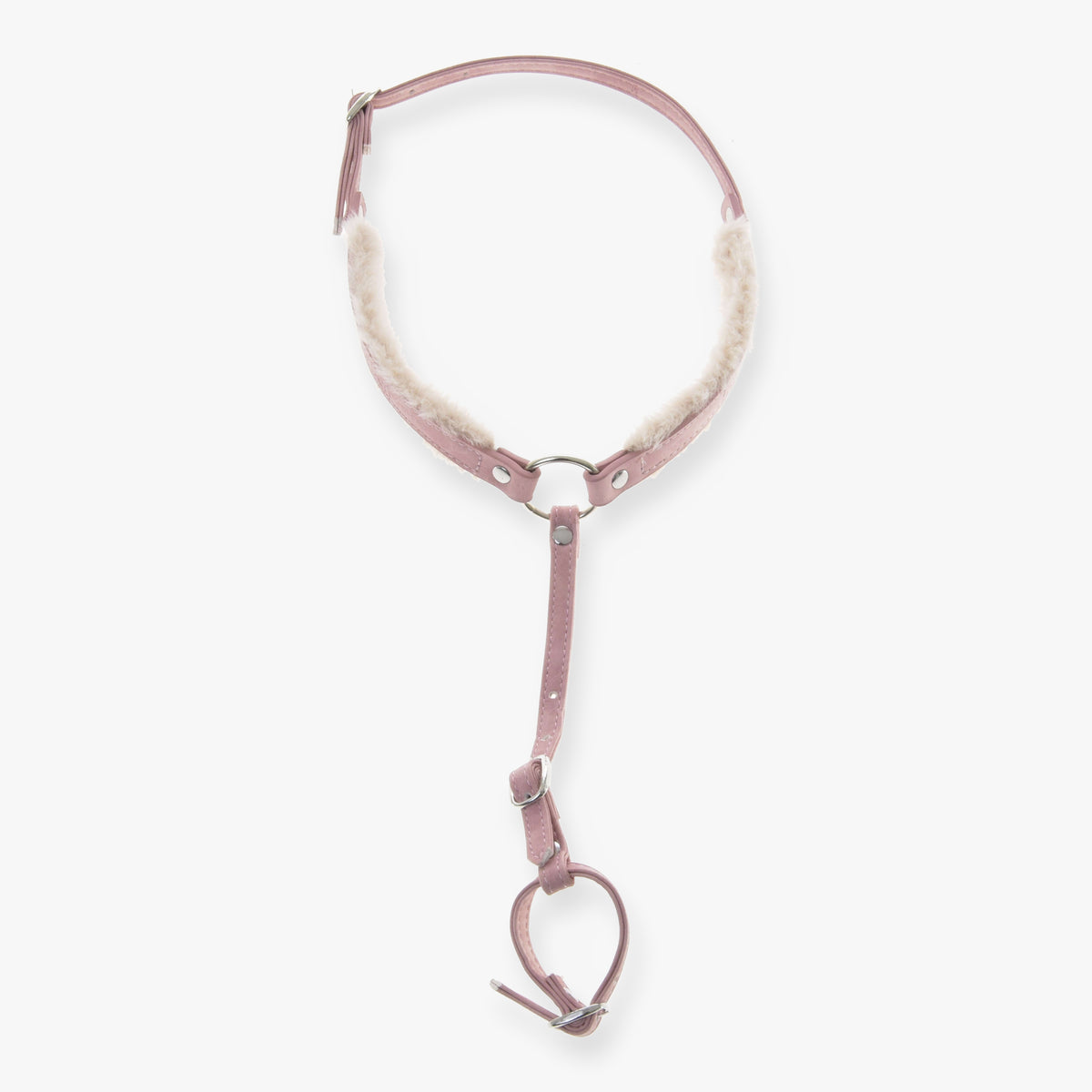 Hobby Horse Breastgirth with fur Mullbery by LarDen in pink leatherette with soft white fur trim