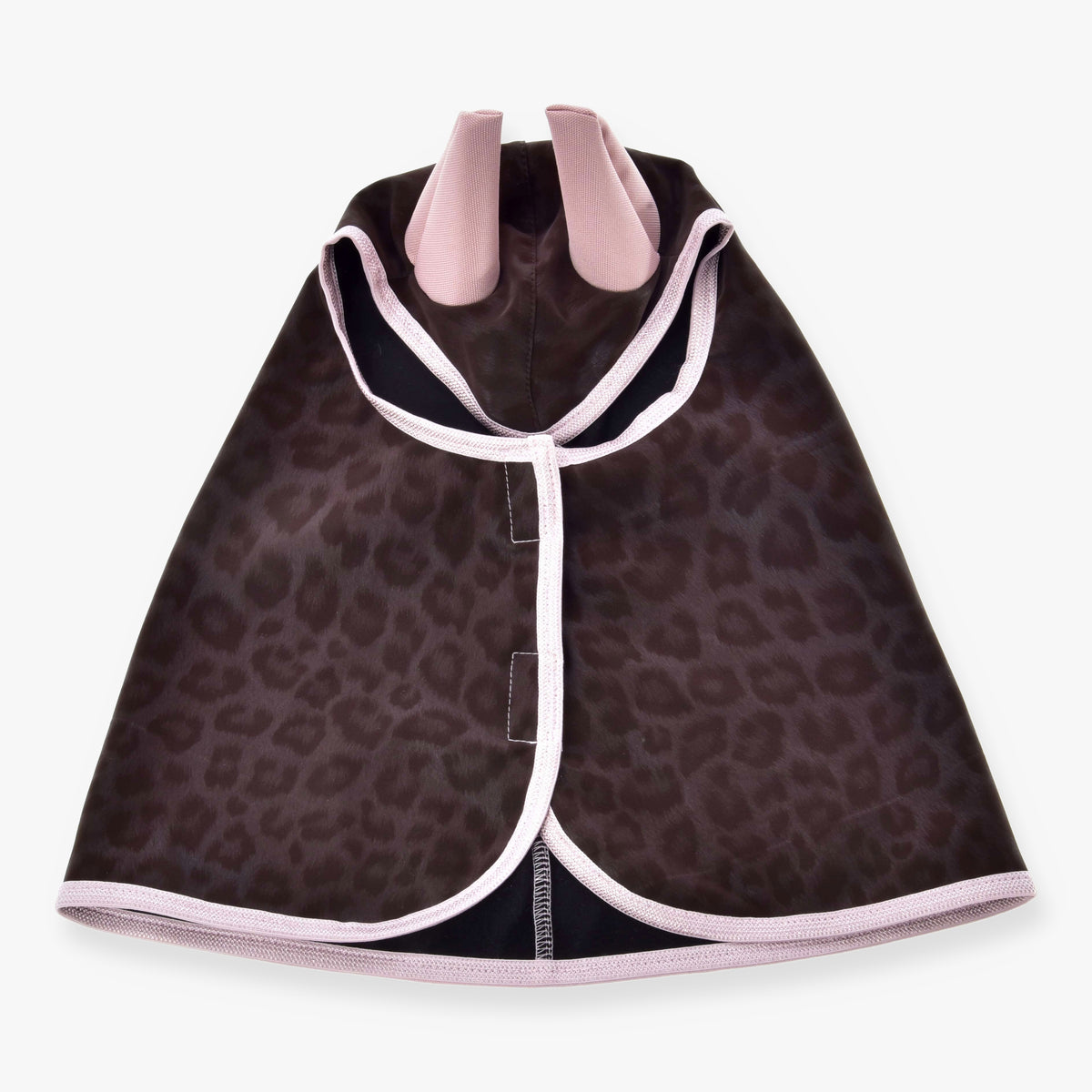 Hobby Horse Raincoat Milly by LarDen in brown leopard print with light pink trim and ear openings