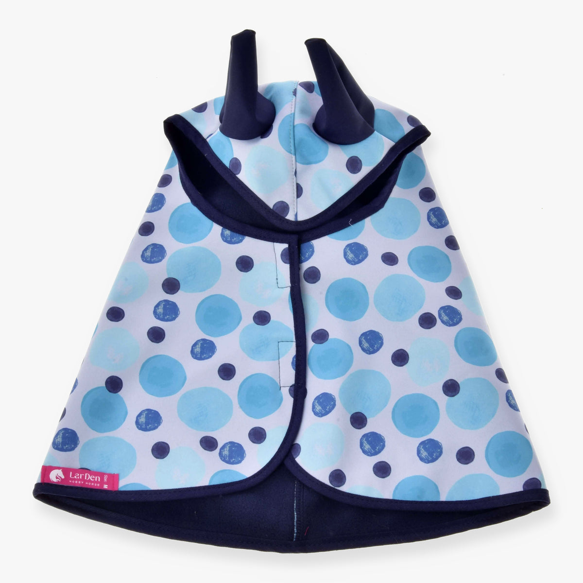 Hobby Horse Raincoat Bubbles by LarDen with blue spotted PES fabric and navy trim