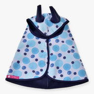 Hobby Horse Raincoat Bubbles by LarDen with blue spotted PES fabric and navy trim