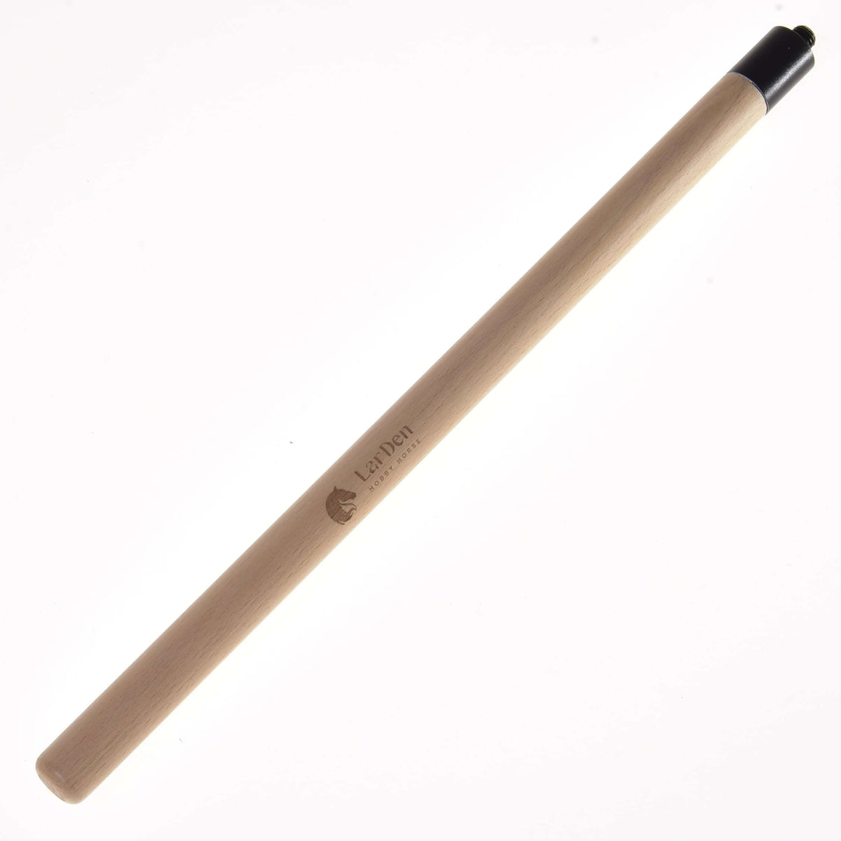Hobby Horse Lower stick Extended by LarDen, a light wooden stick with a black threaded end and an engraved logo