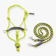 Hobby Horse Rope set Lime by LarDen with green rope halter, grey noseband and braided lead